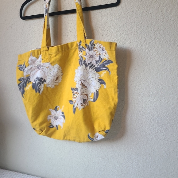 Loft Floral Print Fabric Yellow Tote Bag - Picture 3 of 12